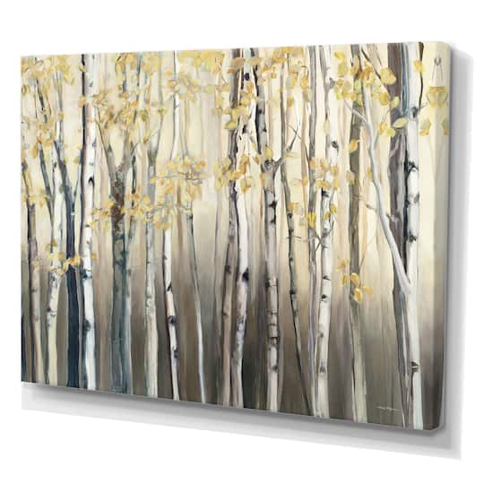 Designart - Golden Birch Forest I - Landscapes Premium Canvas Wall Art